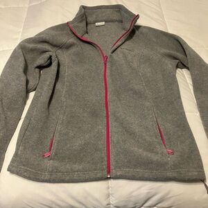 Columbia Full-Zip Fleece Jacket – Gray w/ Pink Zip Trim – Women’s XL